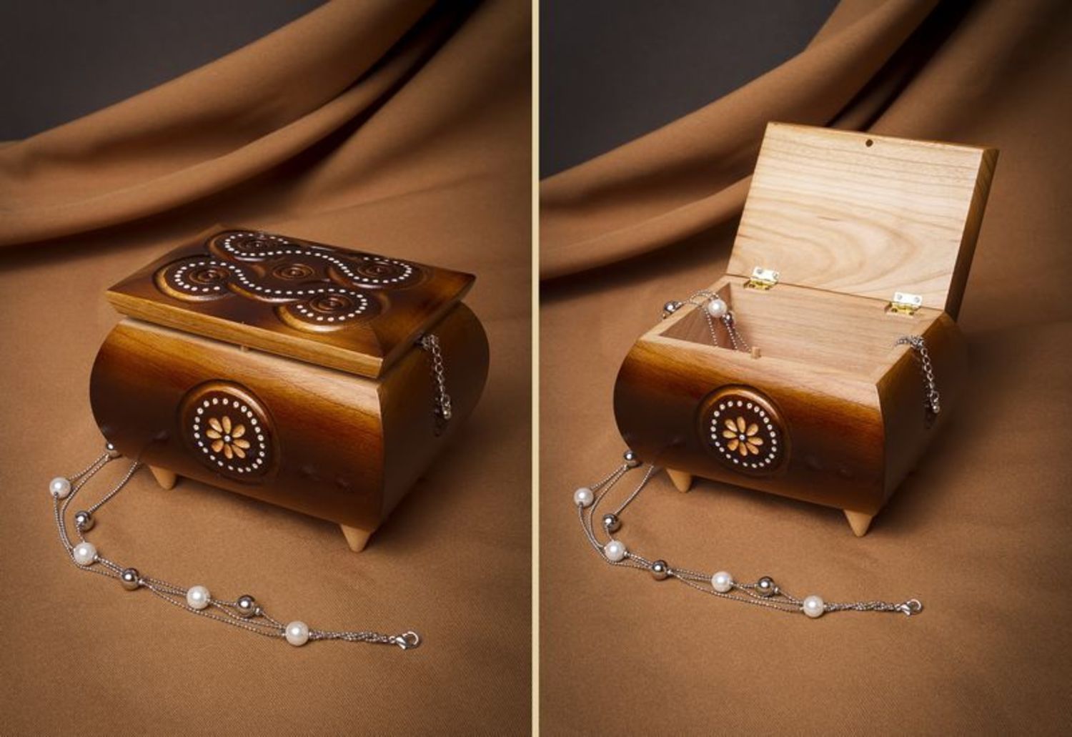Personalised gift, wooden box with beads inlay photo 2