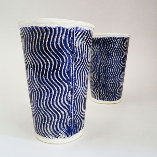 Clay tall coffee cup without handle in the style of paper cup photo 16