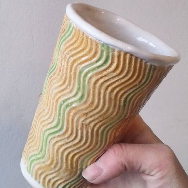 Clay tall coffee cup without handle in the style of paper cup photo 16