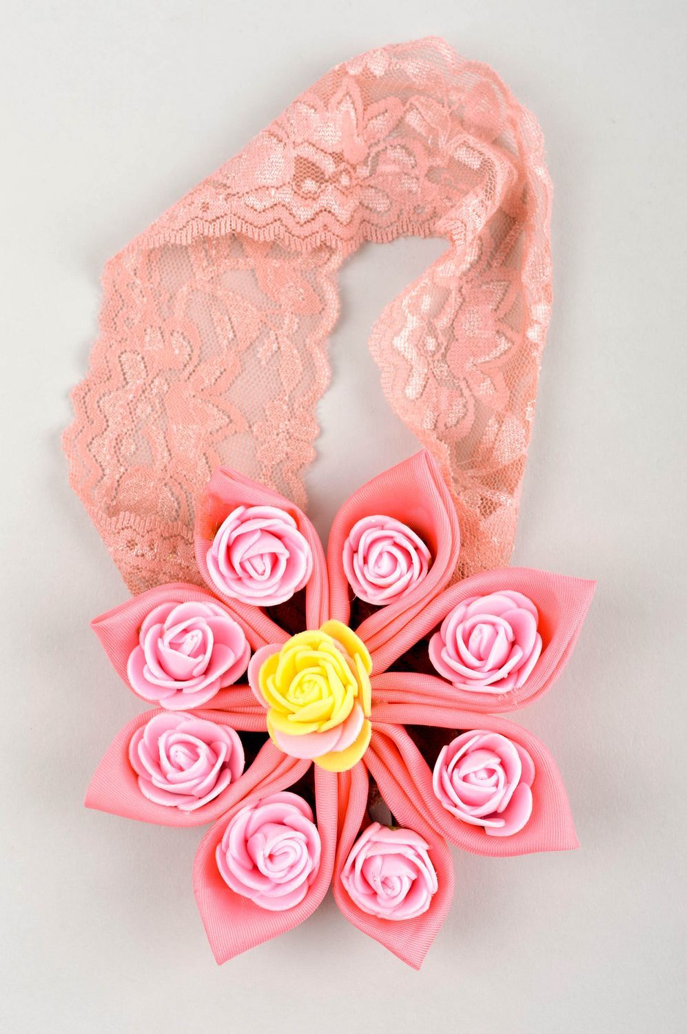 Повязка на голову ручной работы повязка для девочки детская повязка розовая фото 4
