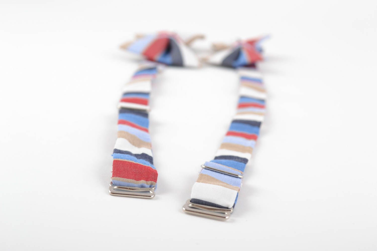Комплект галстуков бабочек из ткани для папы и сына ручной работы полосатые фото 4