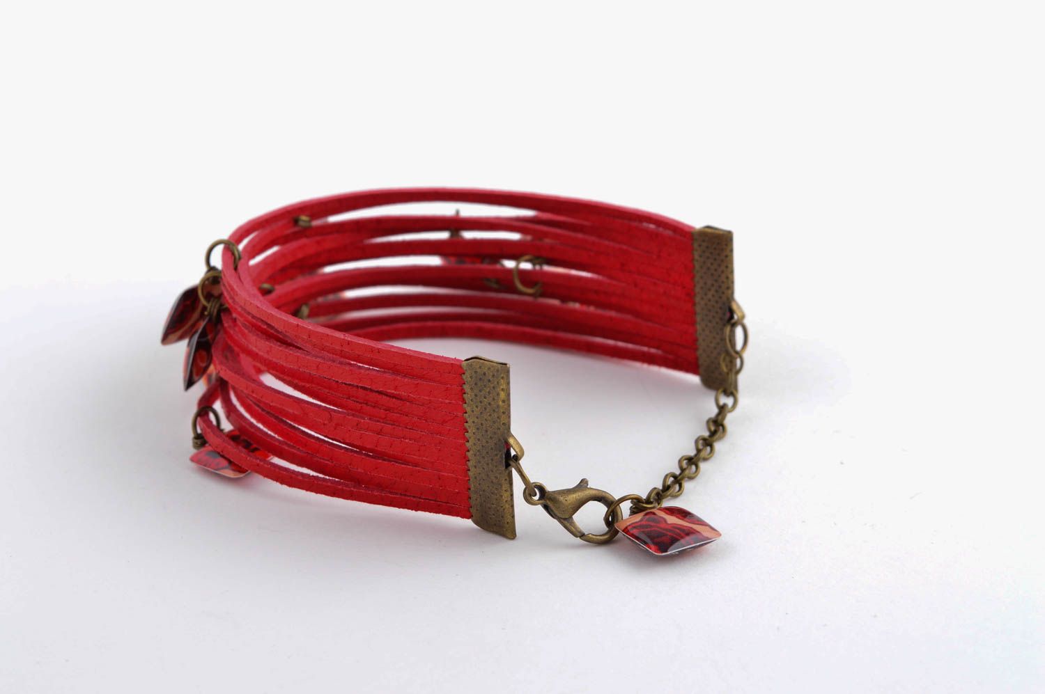 Handmade designer leather bracelet unusual wrist jewelry stylish accessory photo 4