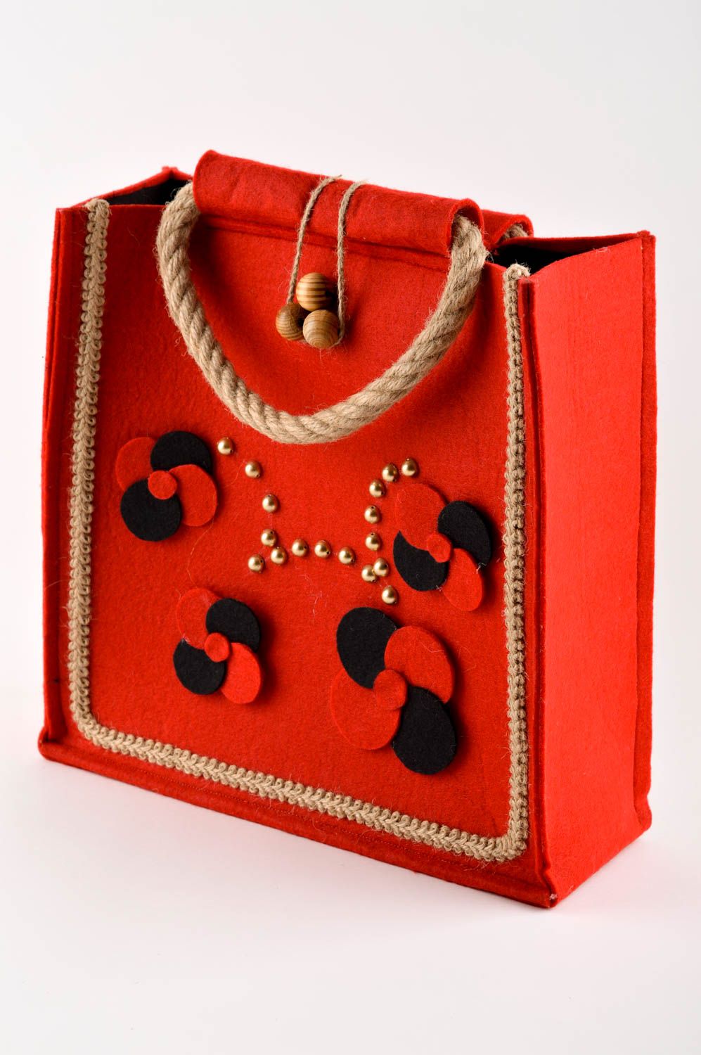 Handgefertigte Frauen Tasche schöne Stoff Tragetasche Damen Accessoire in Rot foto 1