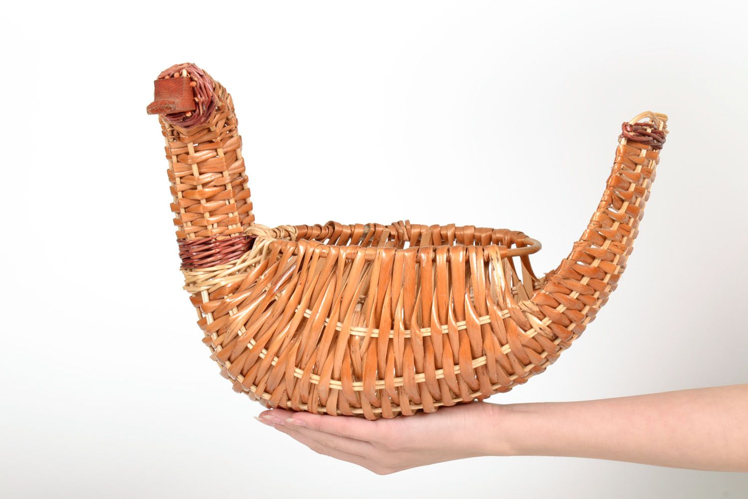 Woven basket in the shape of a goose photo 5