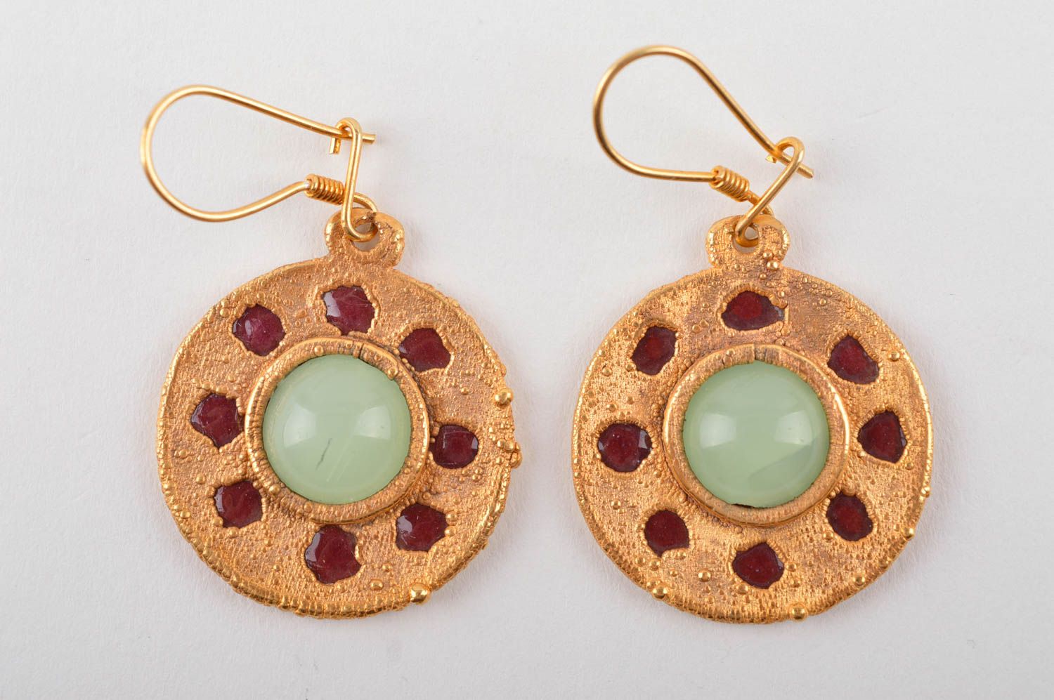 Round handmade copper earrings metal earrings gemstone earrings for girls photo 3
