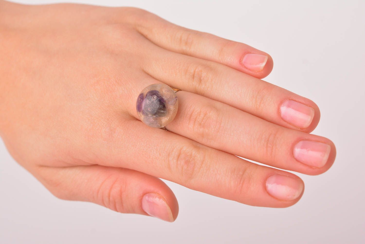 Кольцо ручной работы кольцо из эпоксидной смолы женское кольцо с яшмой фото 3