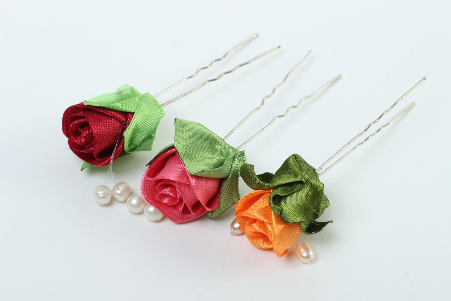 Handmade hair pins flower hair accessories 3 hair sticks gifts for girls photo 2