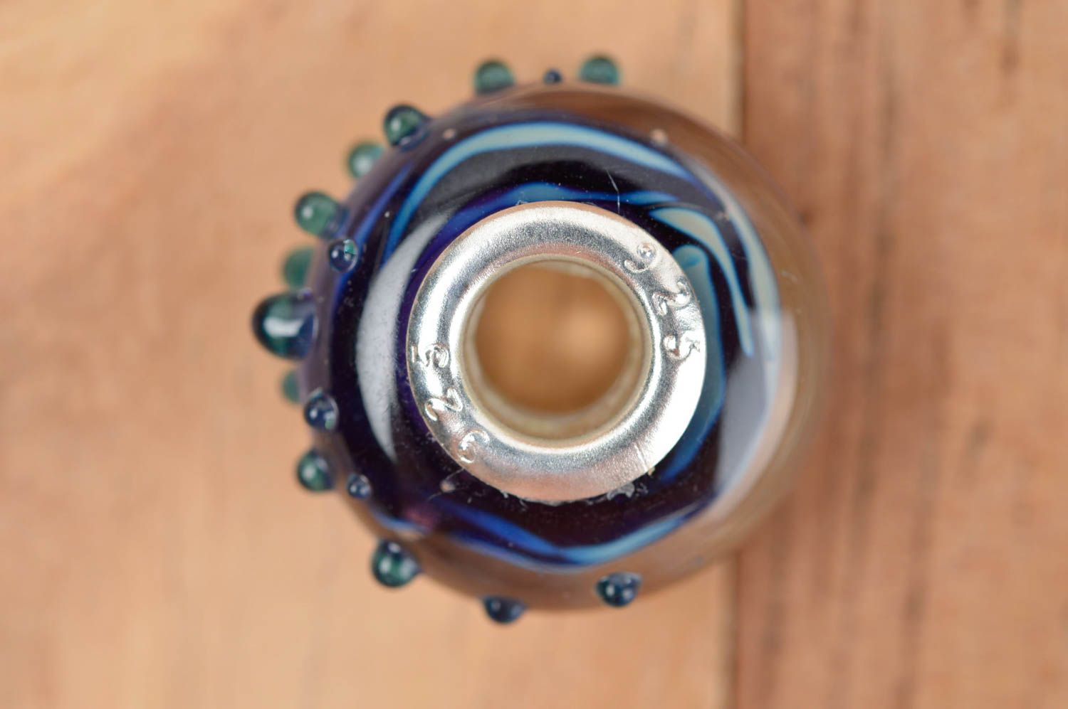 Perle bleue faite main Fourniture pour bijoux verre chalumeau Loisirs créatifs photo 3