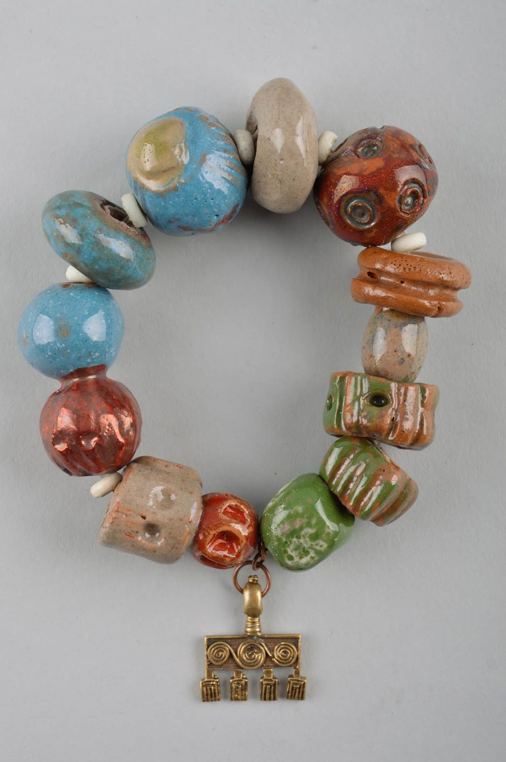 Unusual handmade clay bracelet ceramic bead bracelet accessories for girls photo 2