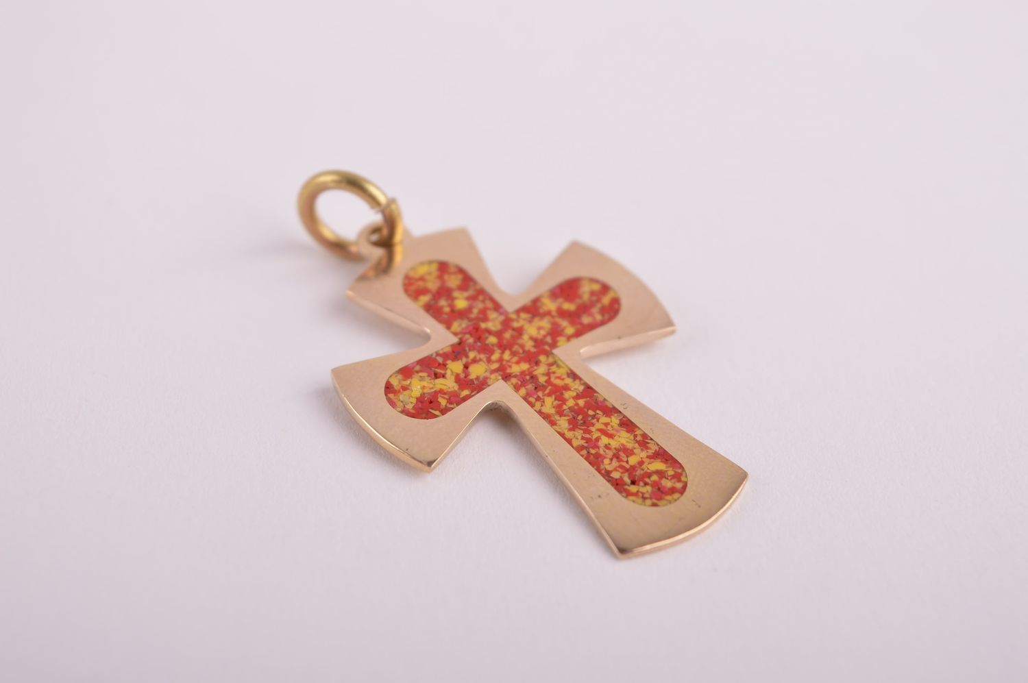 Крестик с камнями handmade подвеска на шею украшение из латуни авторское  фото 3