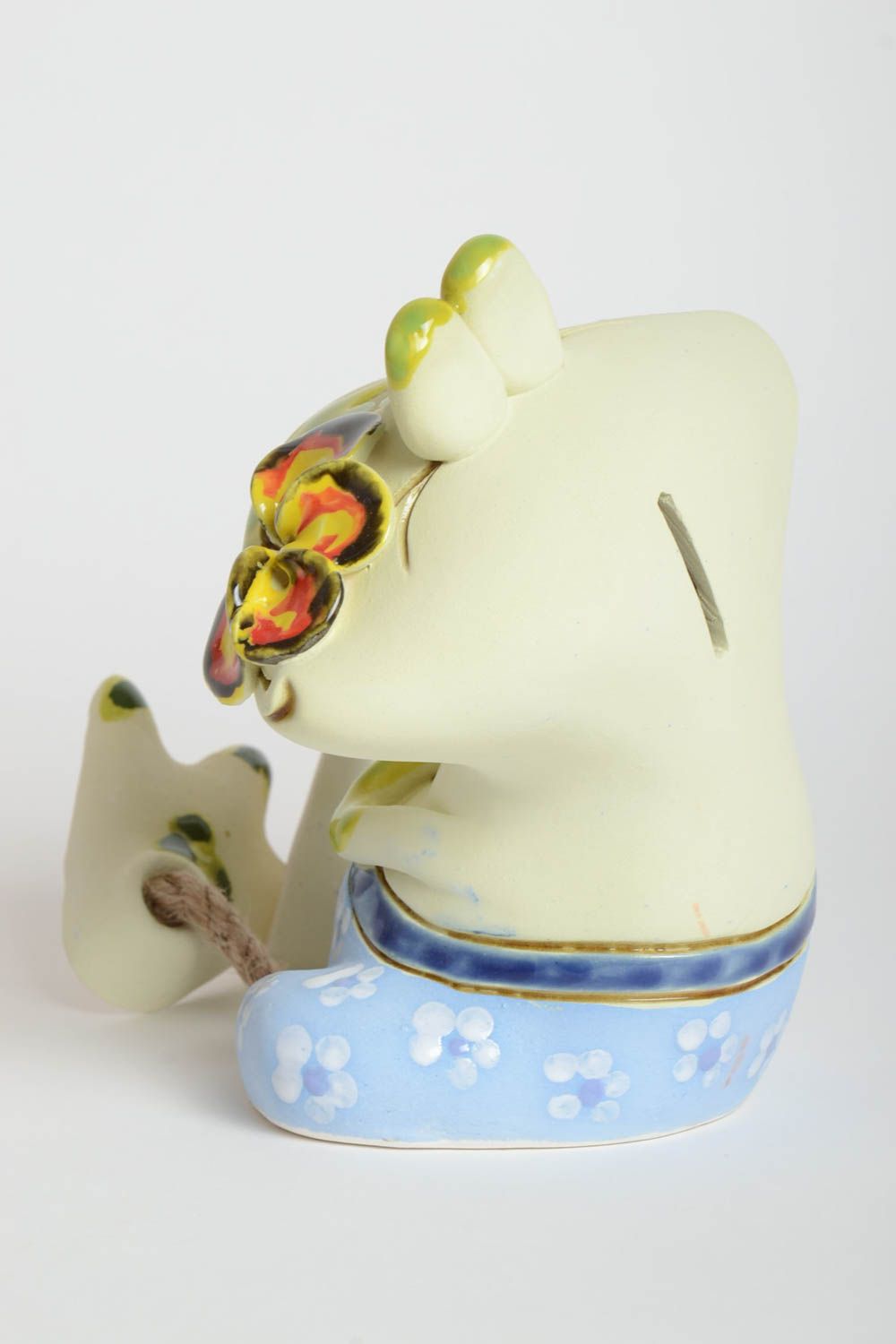 Beautiful handmade ceramic moneybox ceramic figurine clay craft home design photo 5