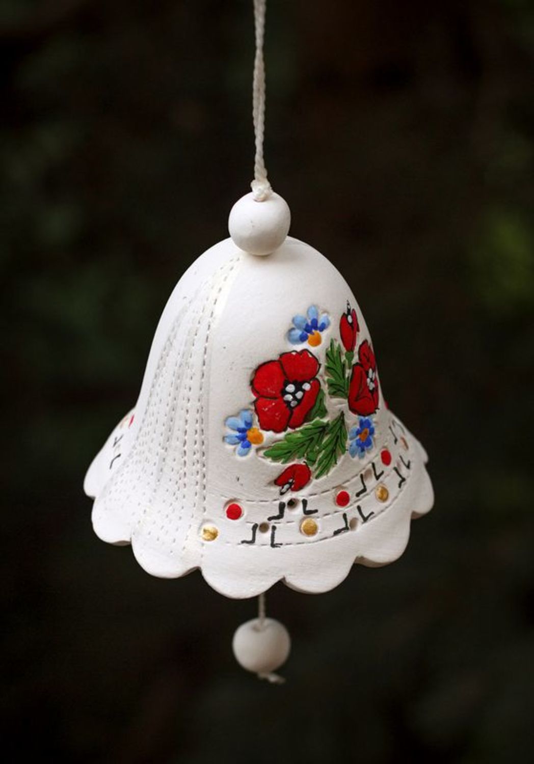 Ceramic bell Red poppies photo 2