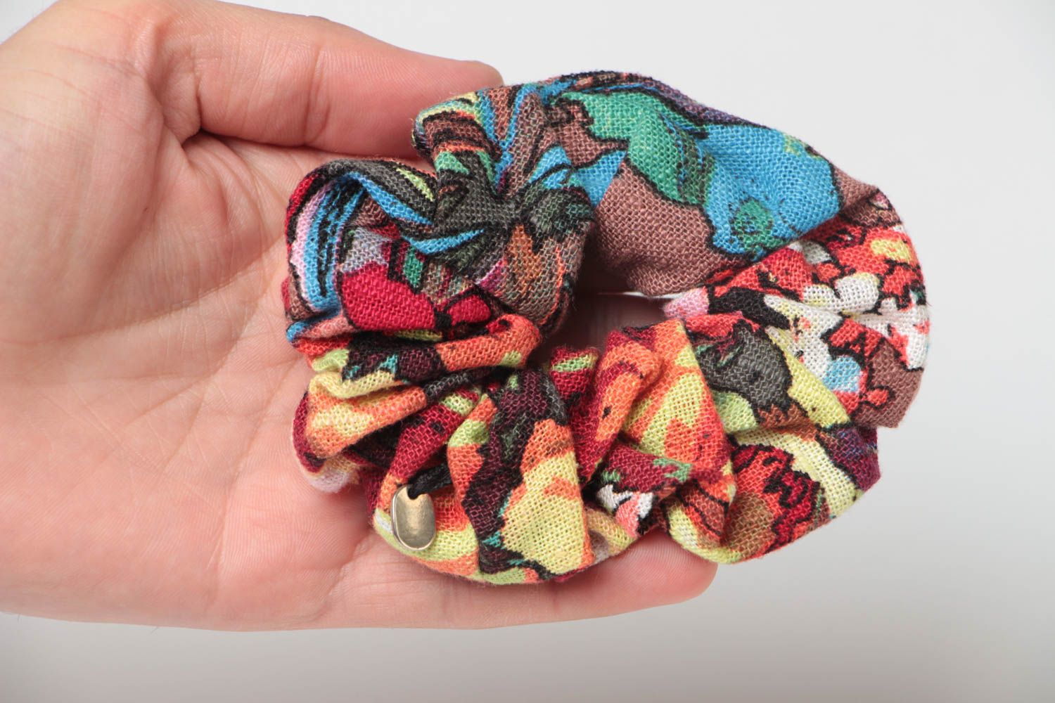 Women's handmade colorful textile hair tie beautiful designer accessory photo 5