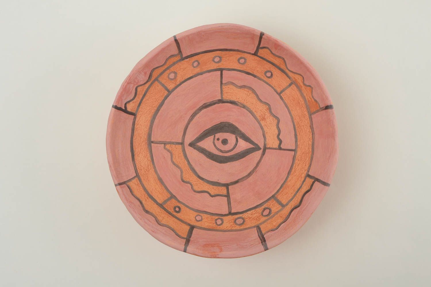 Керамическая тарелка ручной работы глиняная посуда расписная тарелка Глаз фото 3