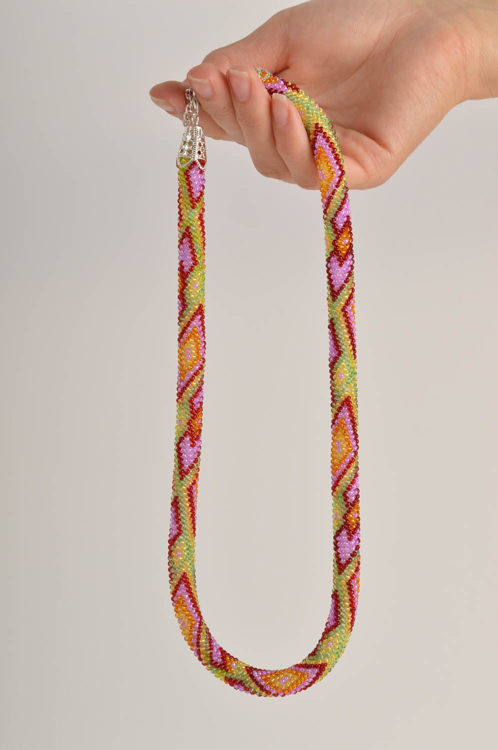 Unusual handmade bead necklace beaded cord necklace costume jewelry designs photo 5