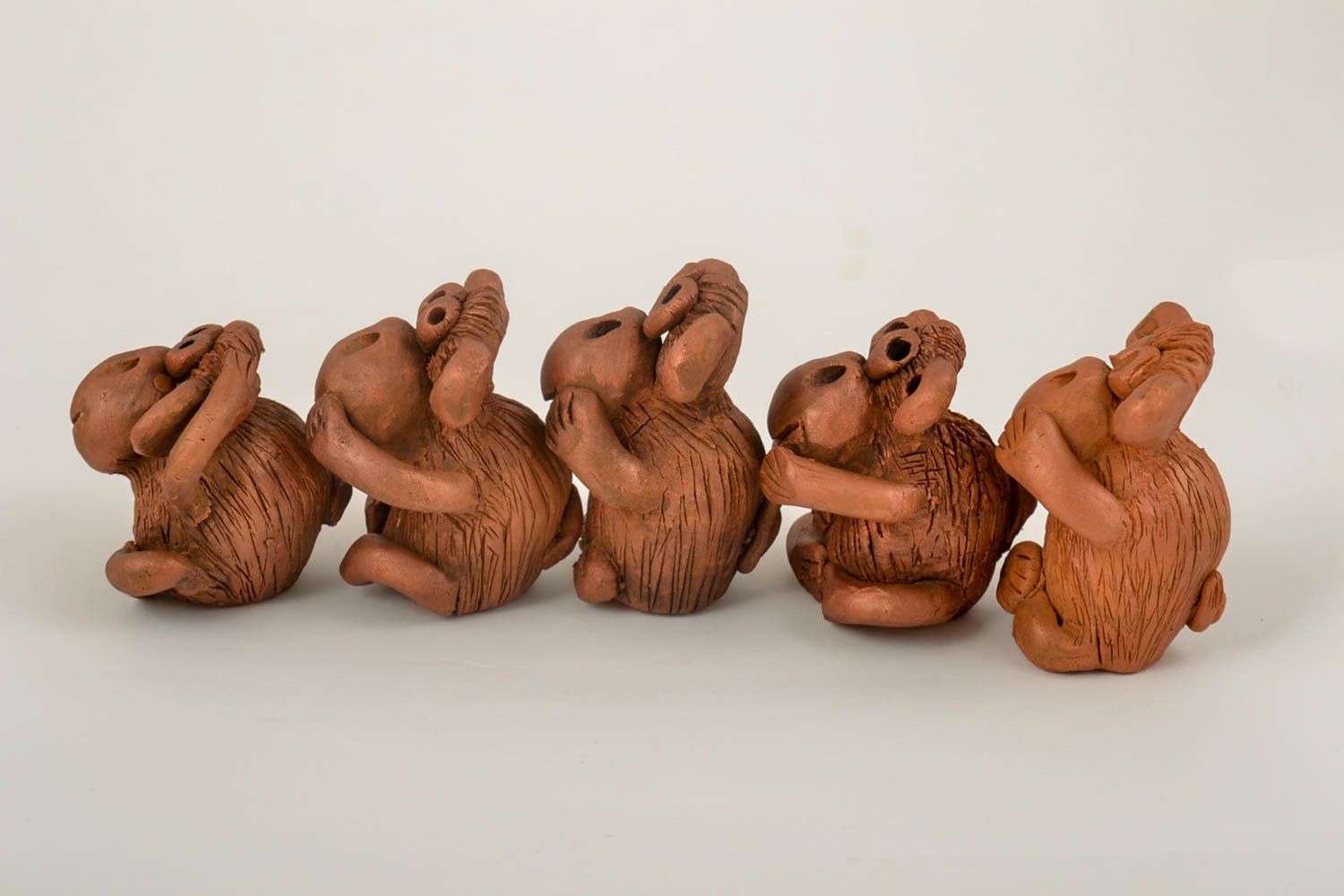 Keramik Deko handgemacht Figuren aus Ton Tier Statuen Miniatur Figuren 5 Stück foto 3