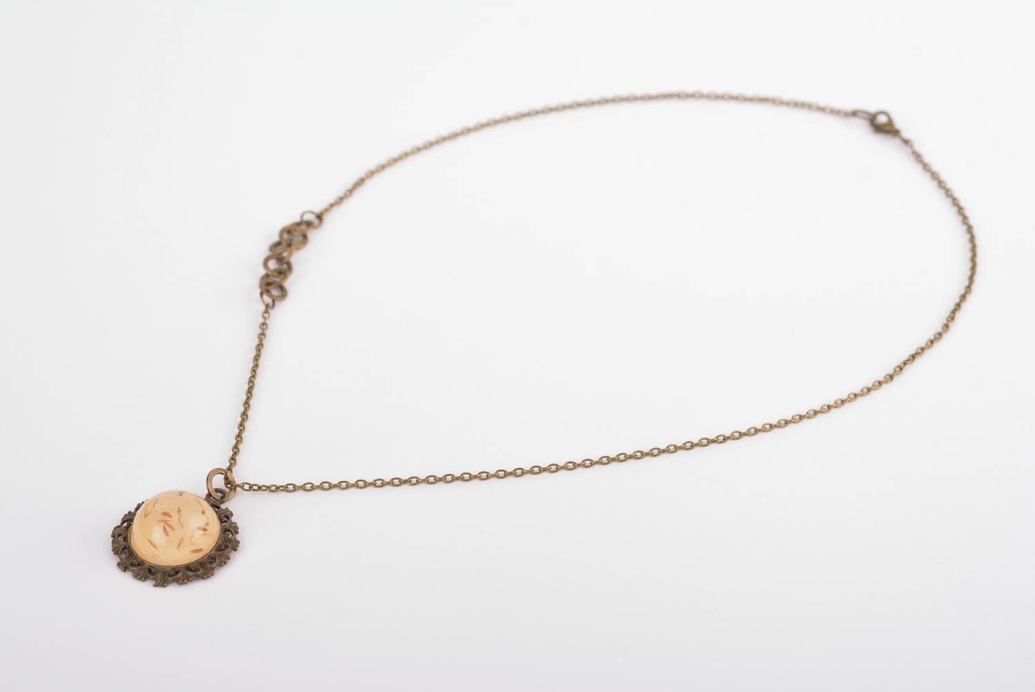 Stylish handmade real flower pendant metal necklace botanical jewelry for girls photo 3