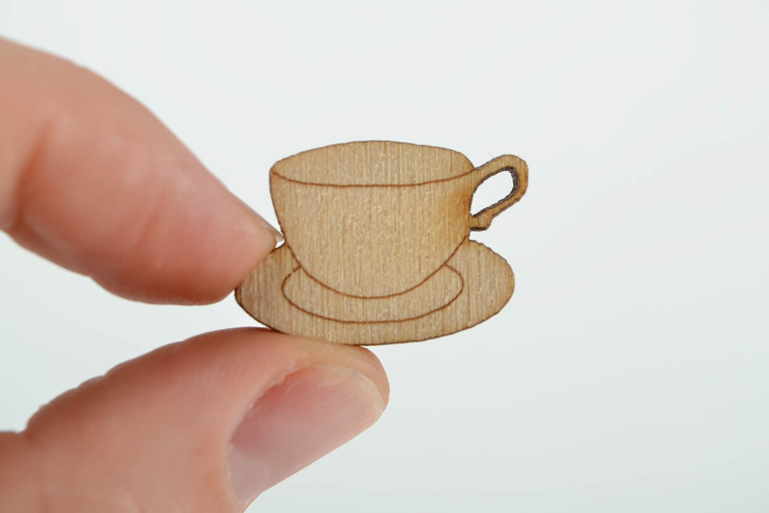 Handgemachte Figur zum Bemalen Holz Rohlinge Miniatur Figur Tasse und Untertasse foto 2