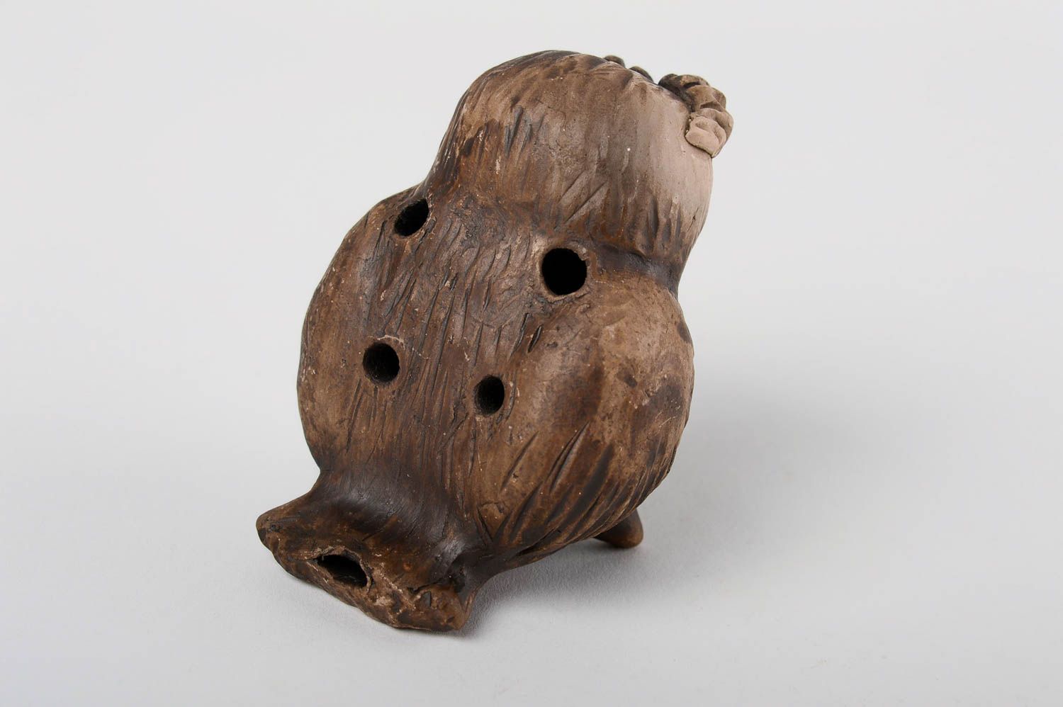 Handmade clay whistle owl decorative pottery handmade ceramic figurines photo 4