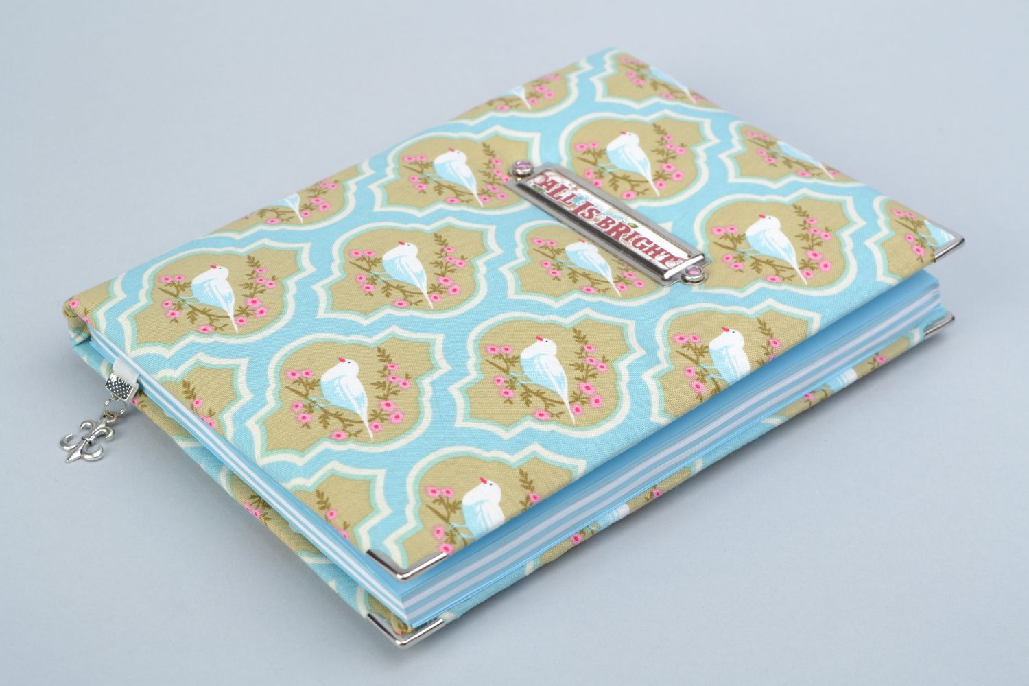 Notebook with fabric cover with birds print photo 1