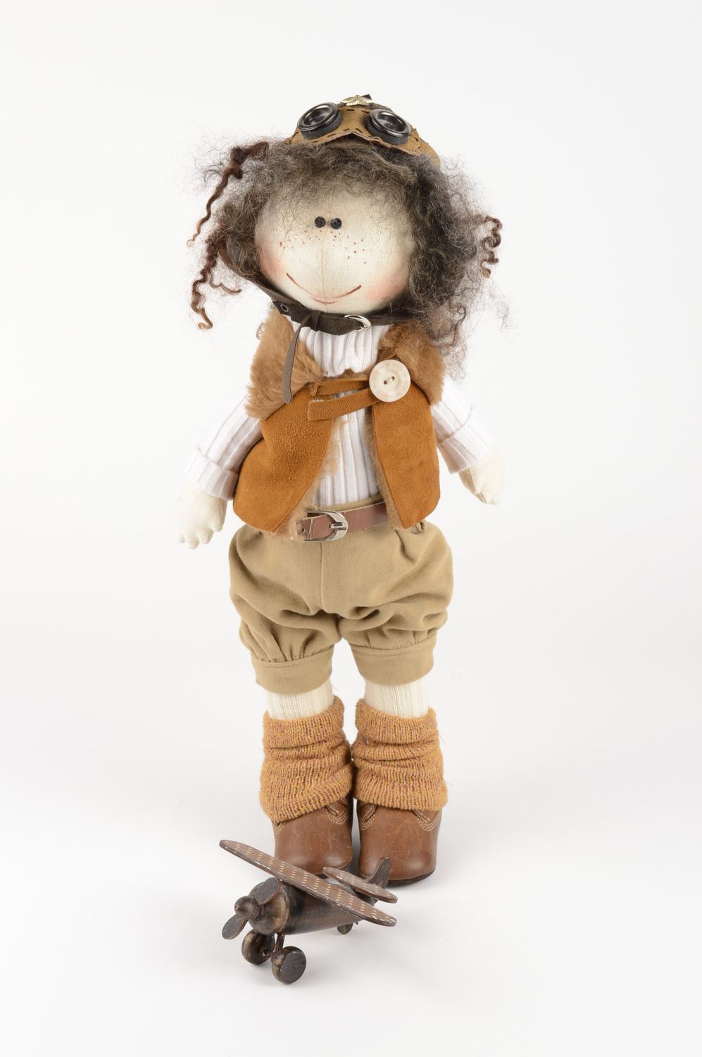 Кукла ручной работы кукла из ткани авторская кукла для декора дома Летчик фото 1