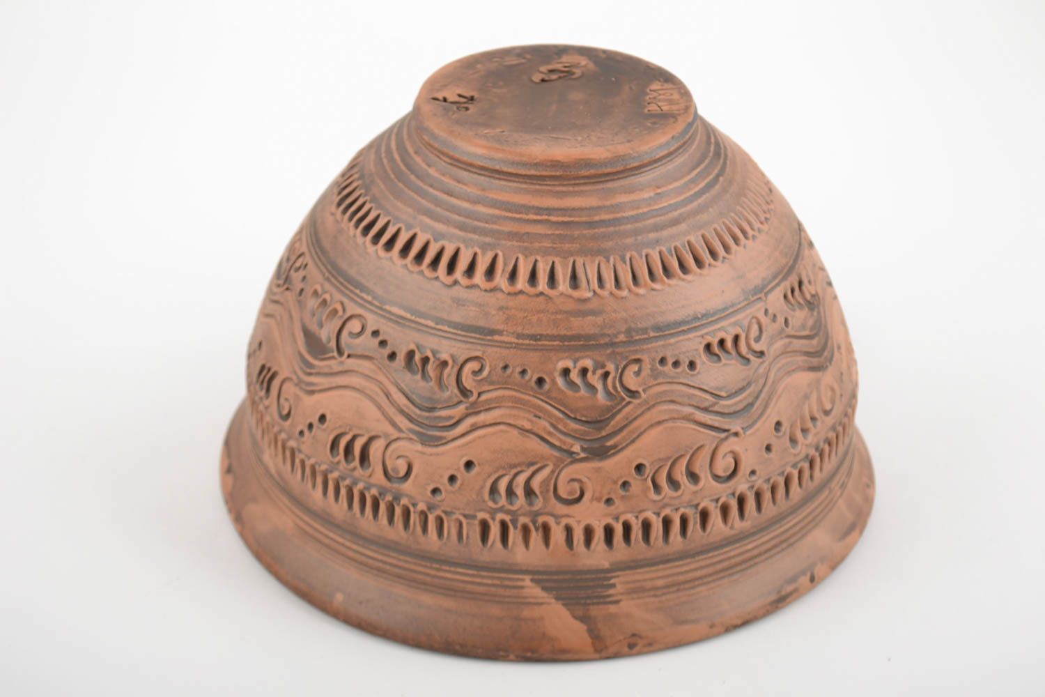 Large handmade designer molded clay bowl 3 l home ceramics photo 5
