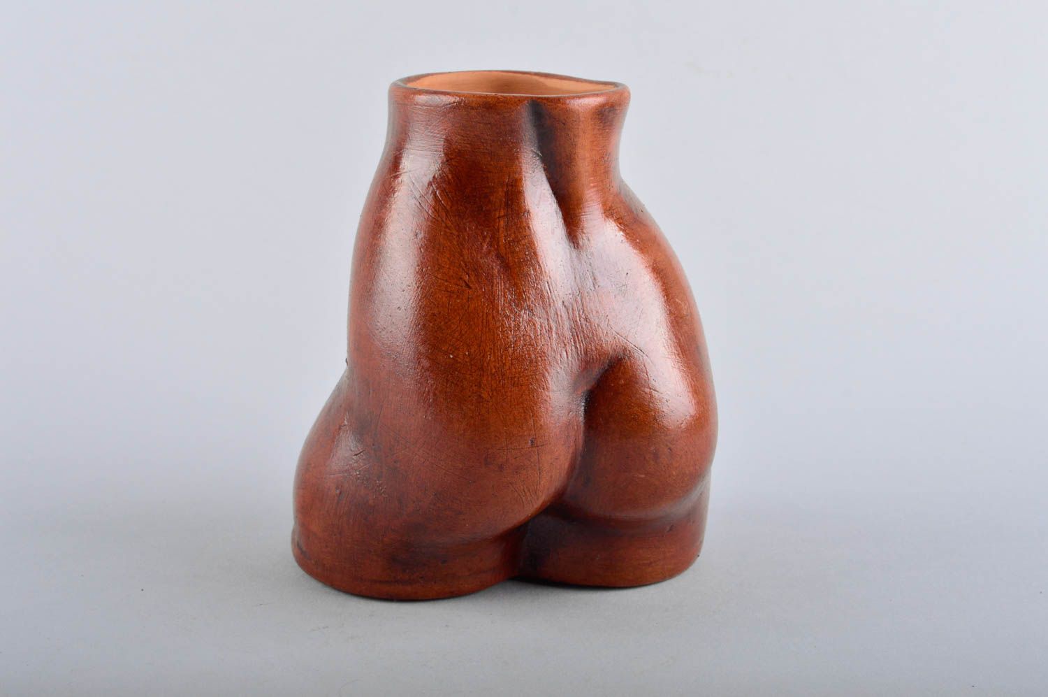 15 oz ceramic brown clay vase jug 4 inches tall 0,81 lb photo 3