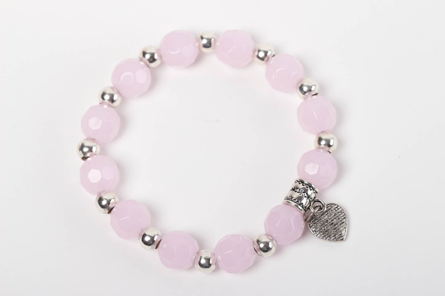Pink quartz bracelet handmade jewelry with natural stones woven bracelets photo 2