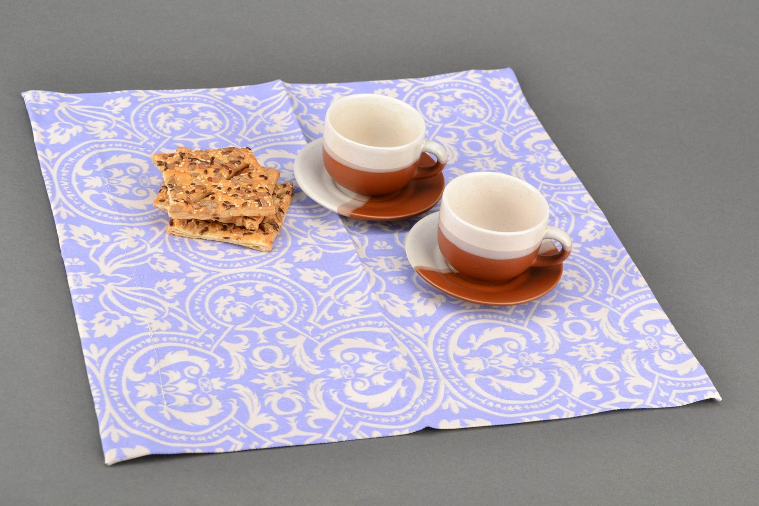 Handmade cotton napkin Lavender photo 1