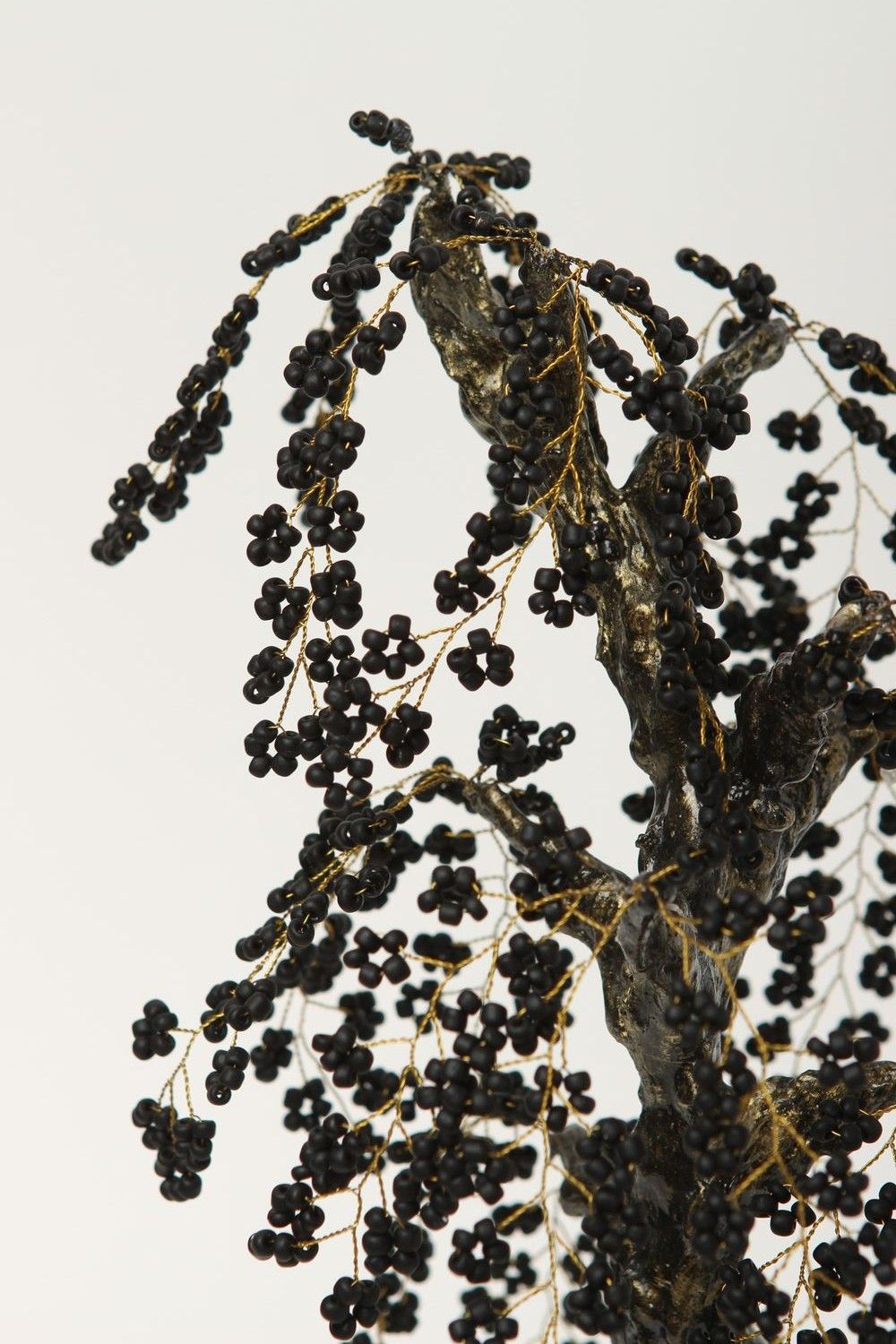 Handmade Perlen Baum Wohn Accessoire  dekorativer Baum Glasperlen schwarz weiß foto 2