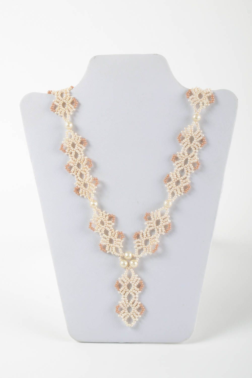 Handmade Halskette aus Glasperlen Modeschmuck Collier Halskette für Frauen weiß foto 2