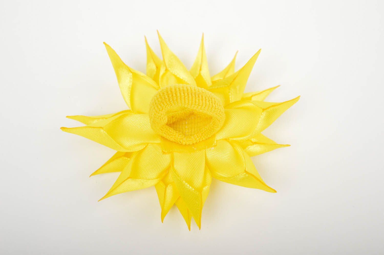 Детская резинка handmade аксессуар для волос резинка из лент желтый цветок фото 4