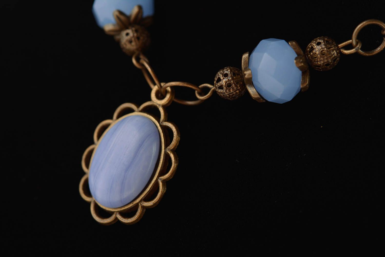 Modeschmuck Collier handgemacht Frauen Accessoire blau Schmuck Halskette foto 4