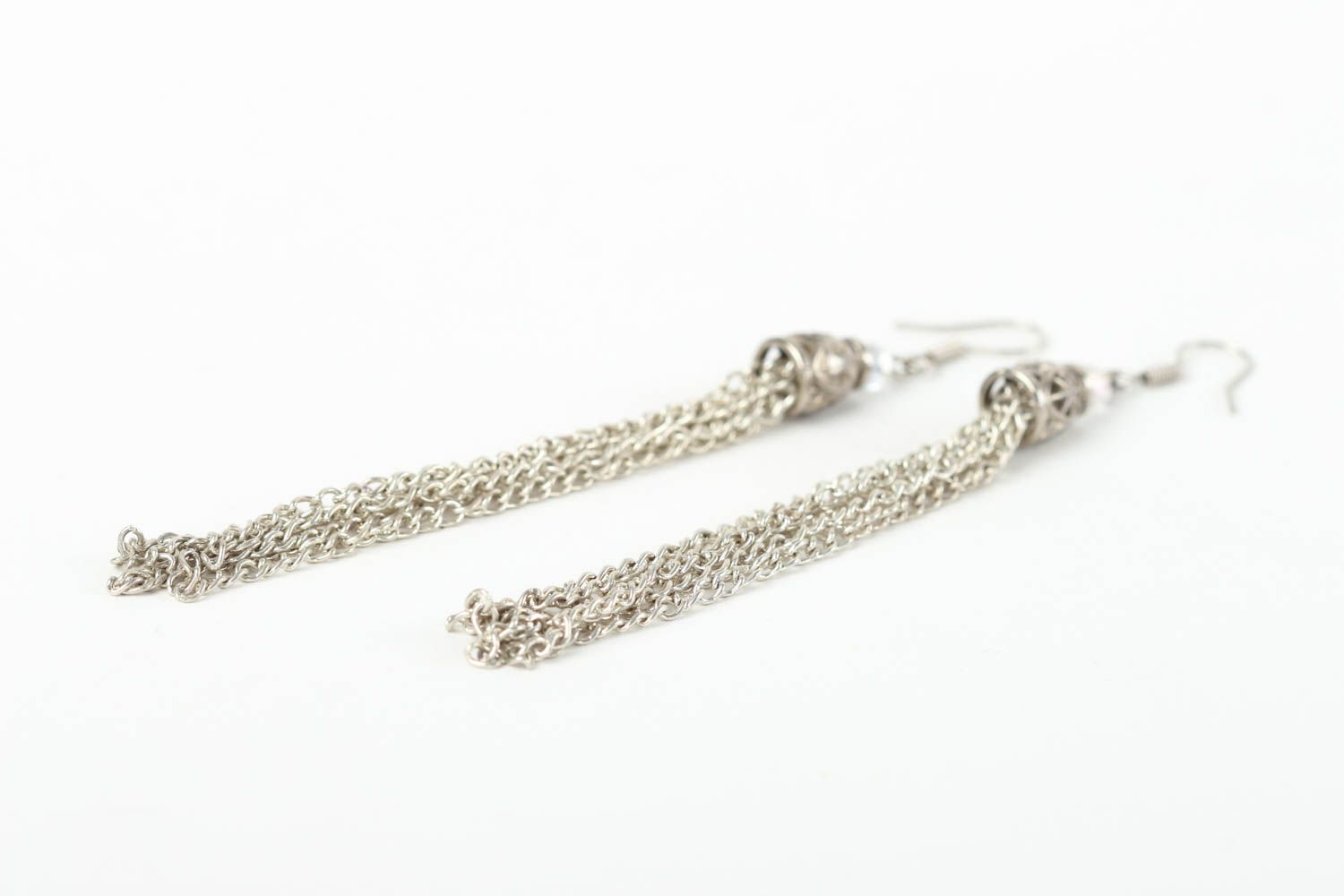 Handmade metal earrings long earrings with charms crystal earrings gift for girl photo 3