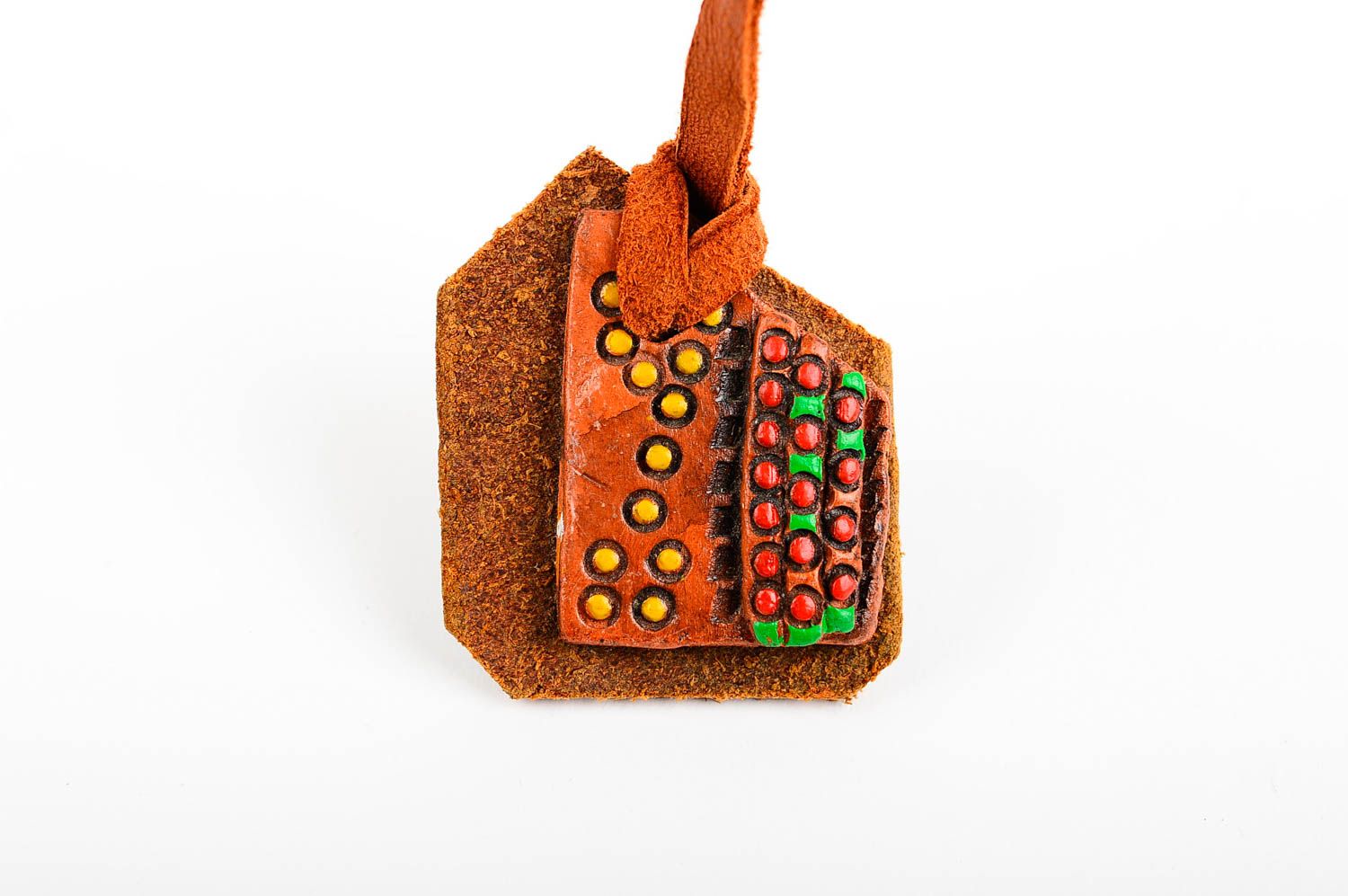 Handmade pendant clay pendant leather accessory designer souvenir best gift photo 3