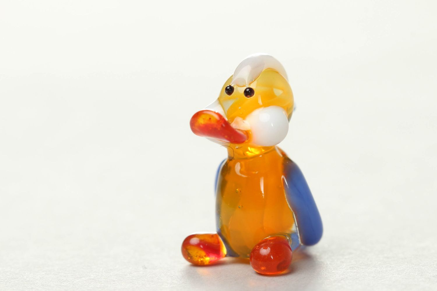 Figura artesanal de vidrio Pato colorado foto 1