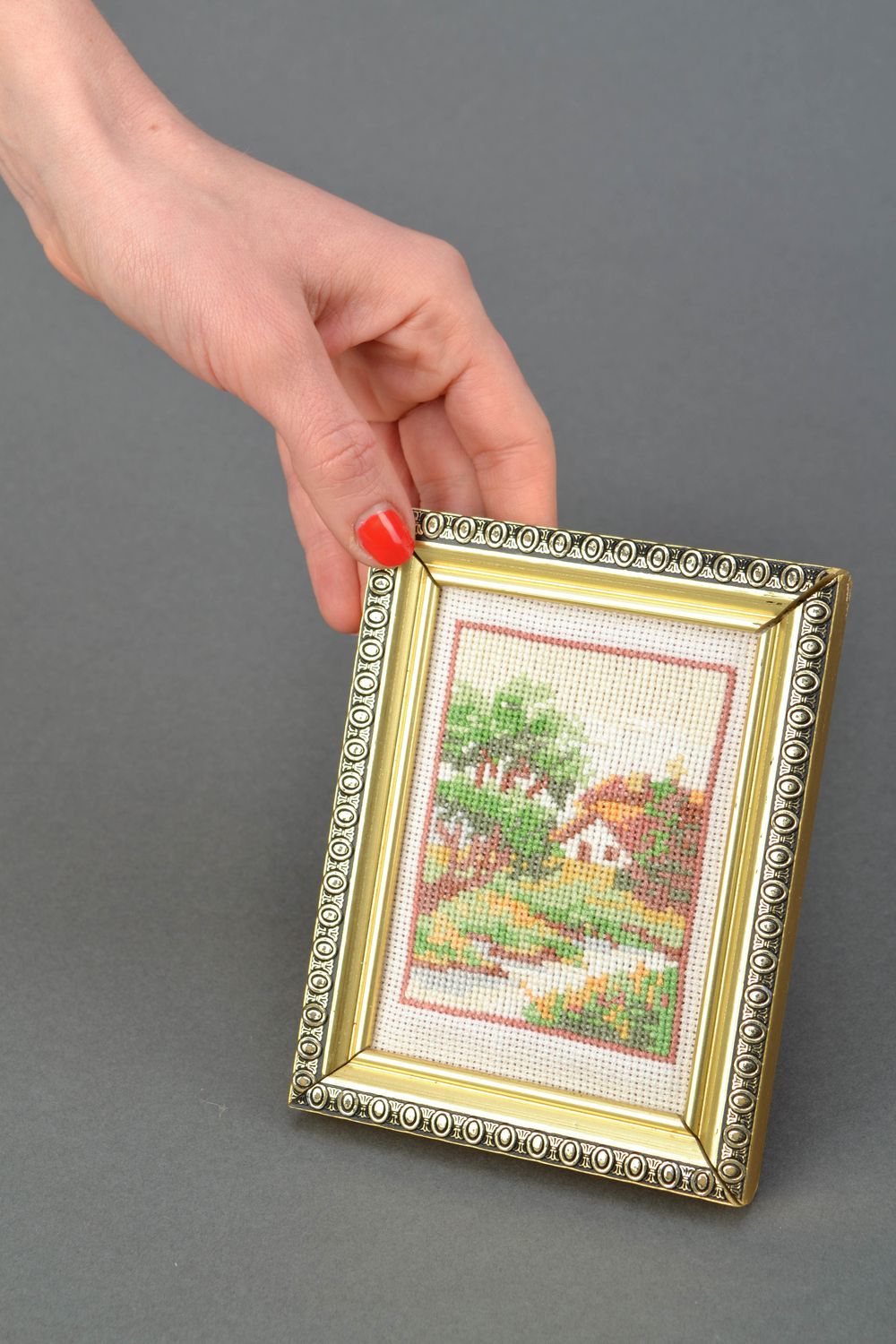 Cross stitch embroidered picture The House photo 2