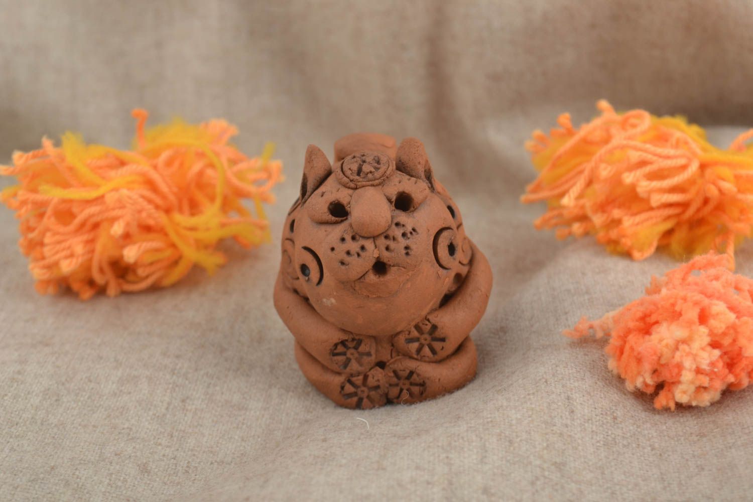 Фигурка из глины ручная работа подарки статуэтка из глины в виде котика фото 1