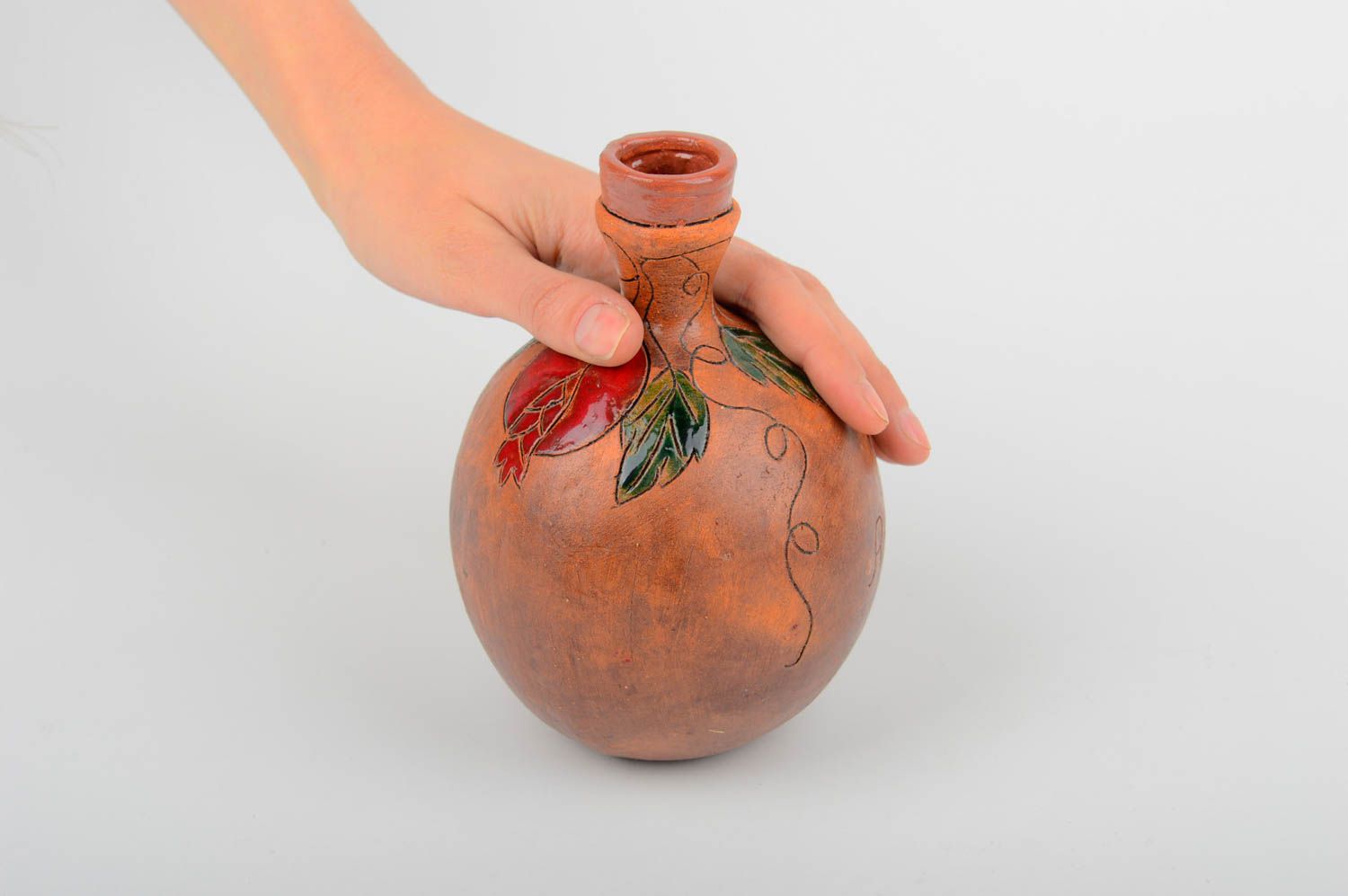 Jarro de cerámica hecho a mano pintado accesorio de cocina vasija de arcilla foto 2