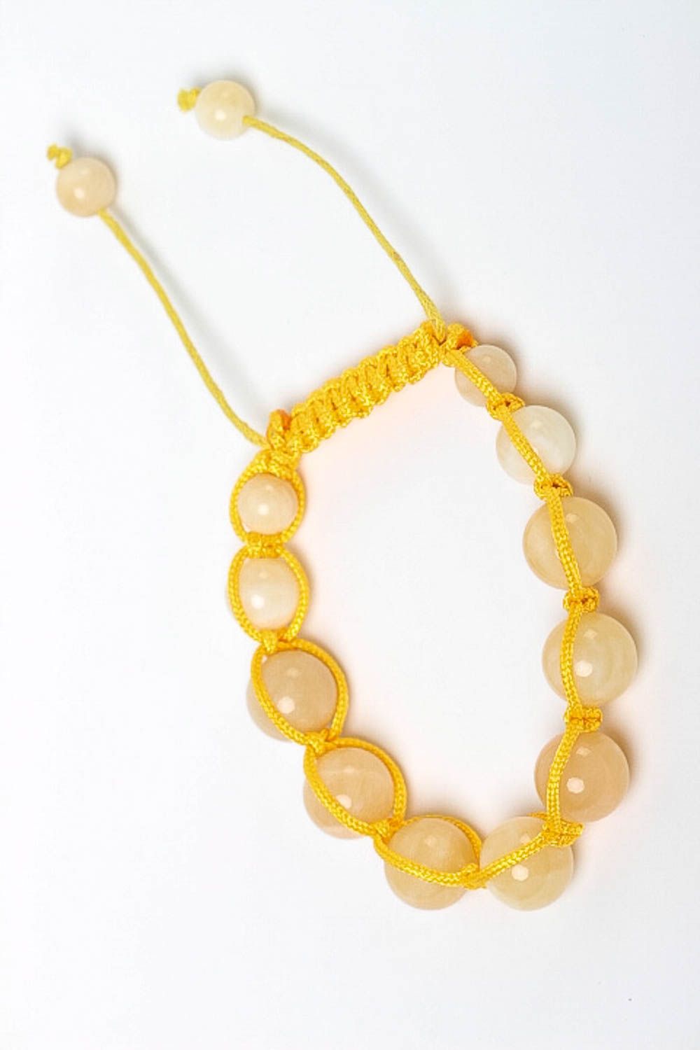 Bracelet jaune Bijou fait main en calcite et cordon design Cadeau pour femme photo 2
