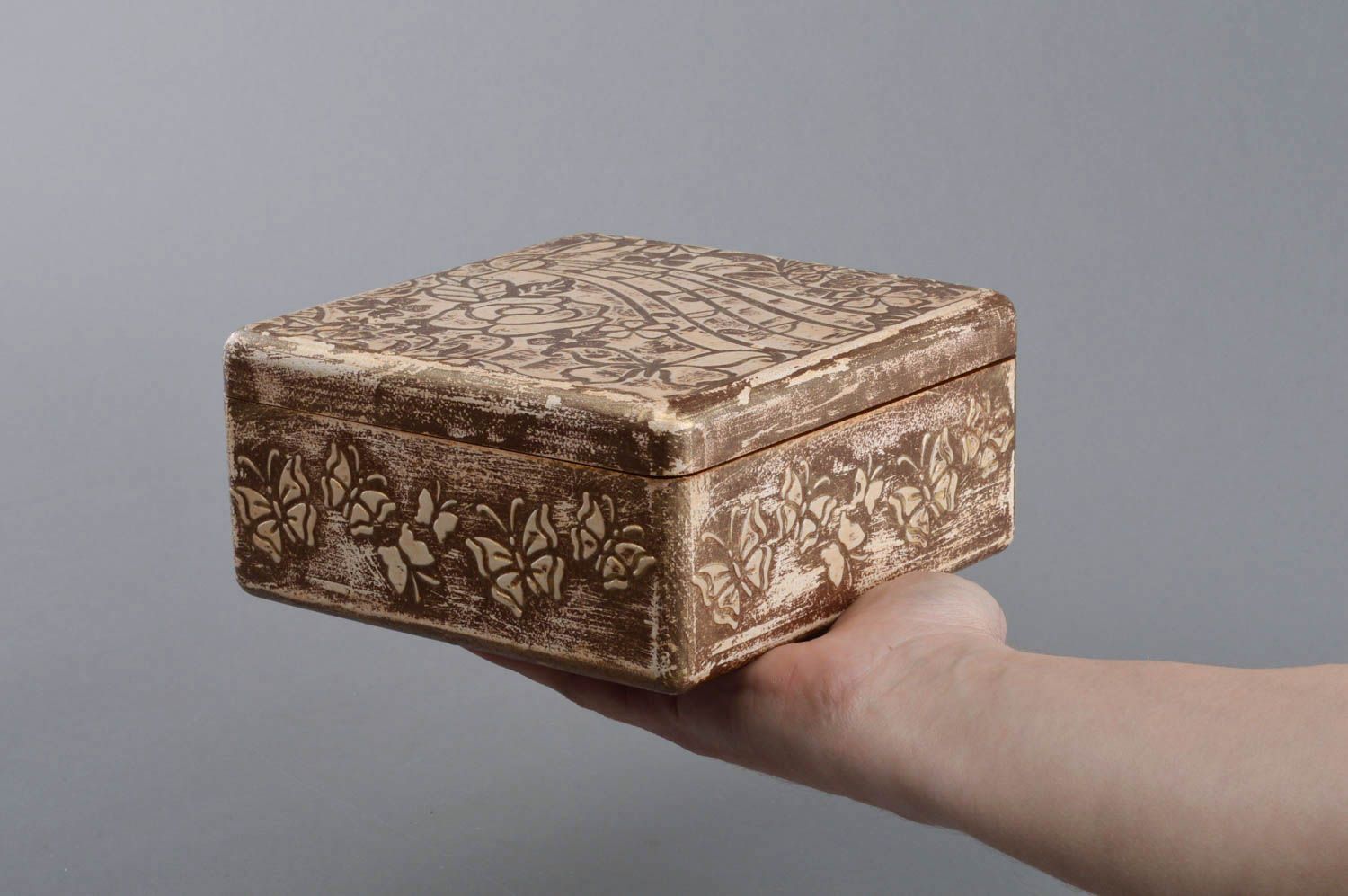 Caja de madera hecha a mano en técnica de decoupage bonita original Eternidad foto 1