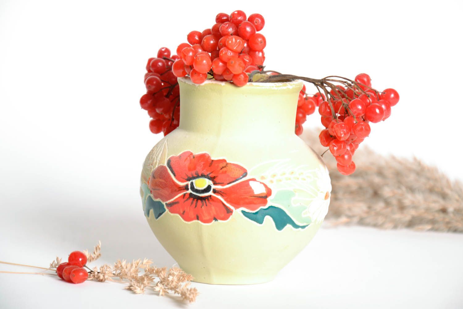 5 inches poppy flower ceramic vase for table desktop décor 0,83 lb photo 1