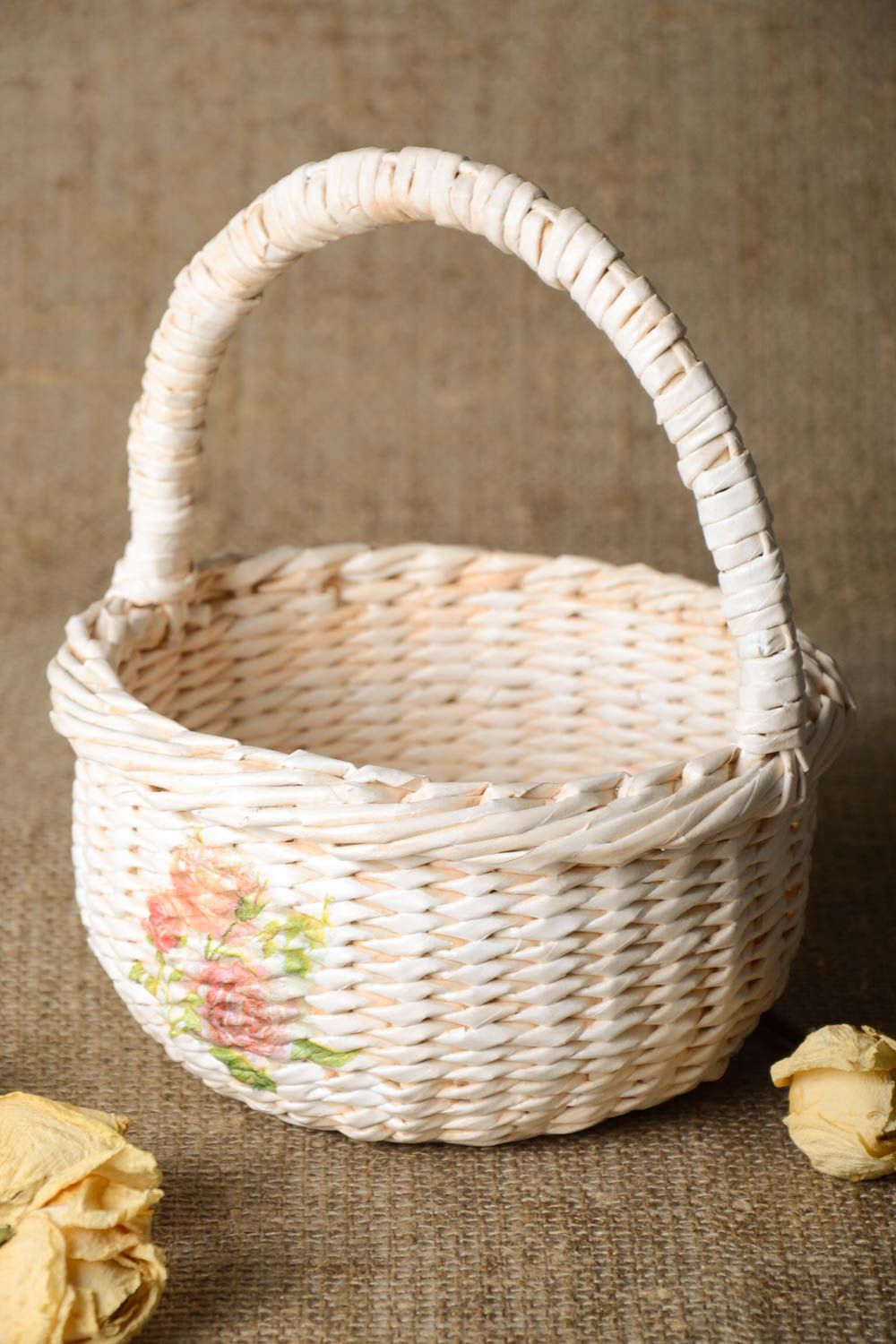 Beautiful handmade newspaper basket woven paper basket interior decorating photo 1