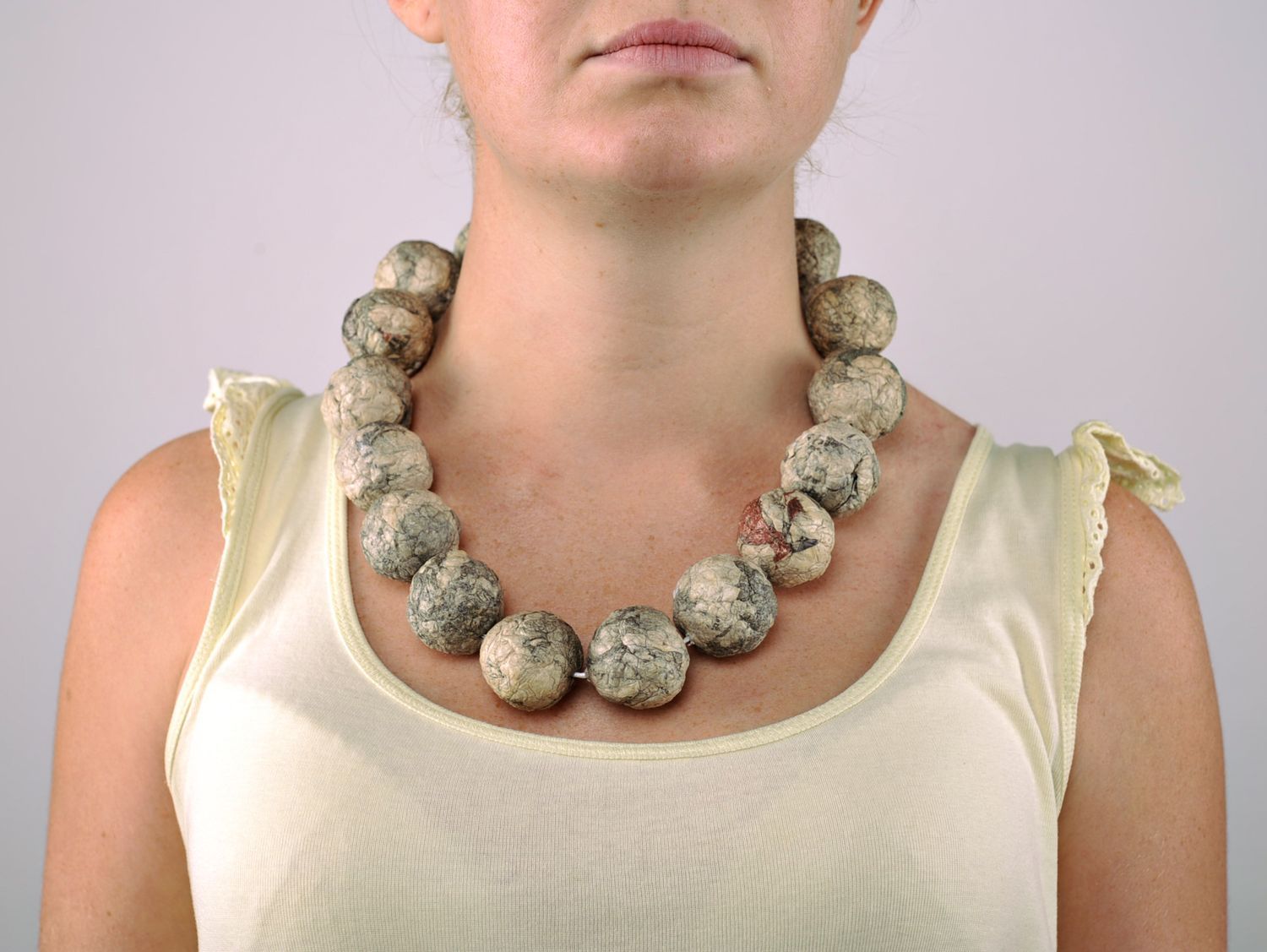 Bead necklace hand made using papier mache technique photo 4