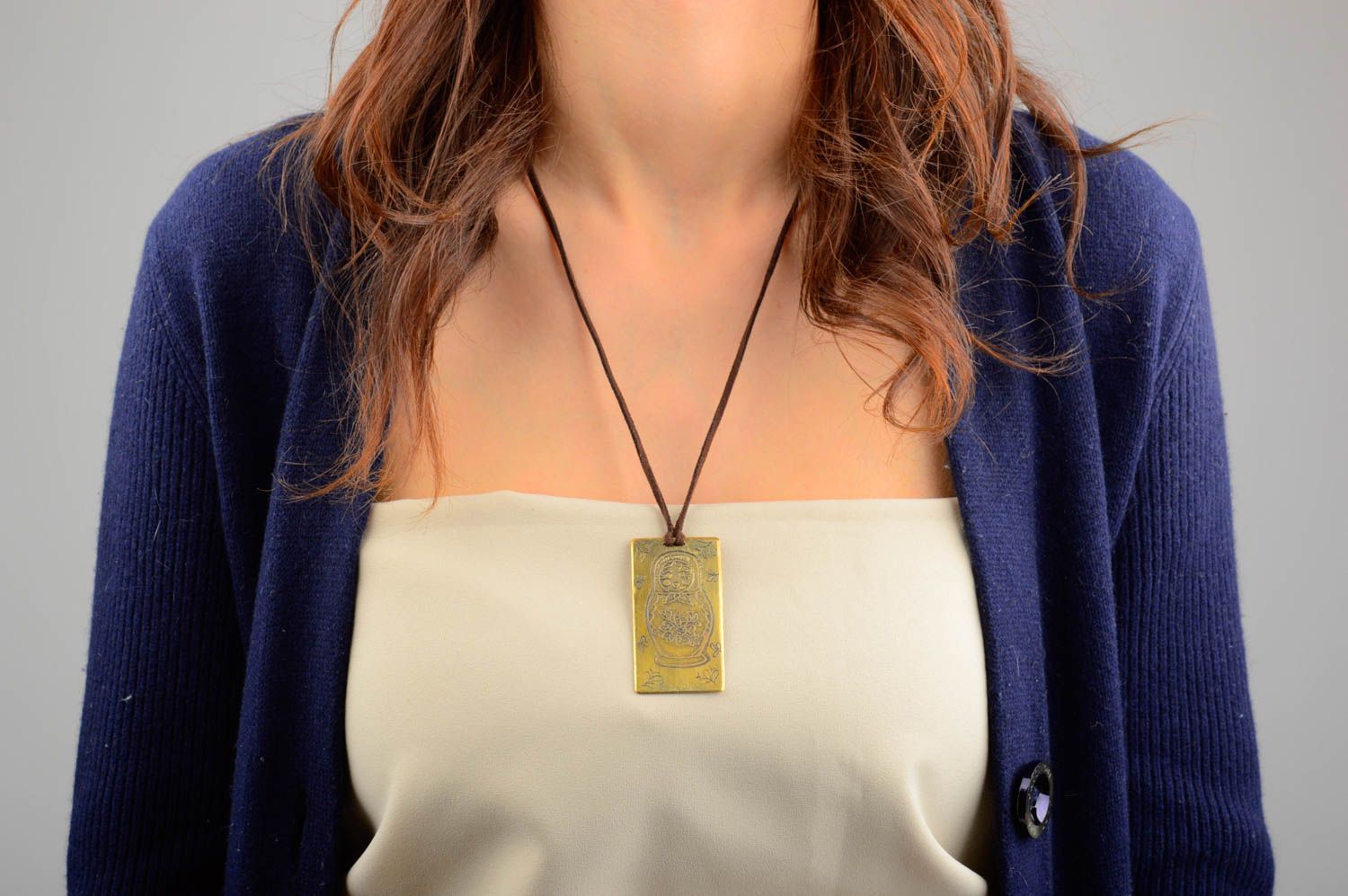Handmade metal stylish pendant unusual womens accessory designer jewelry photo 1