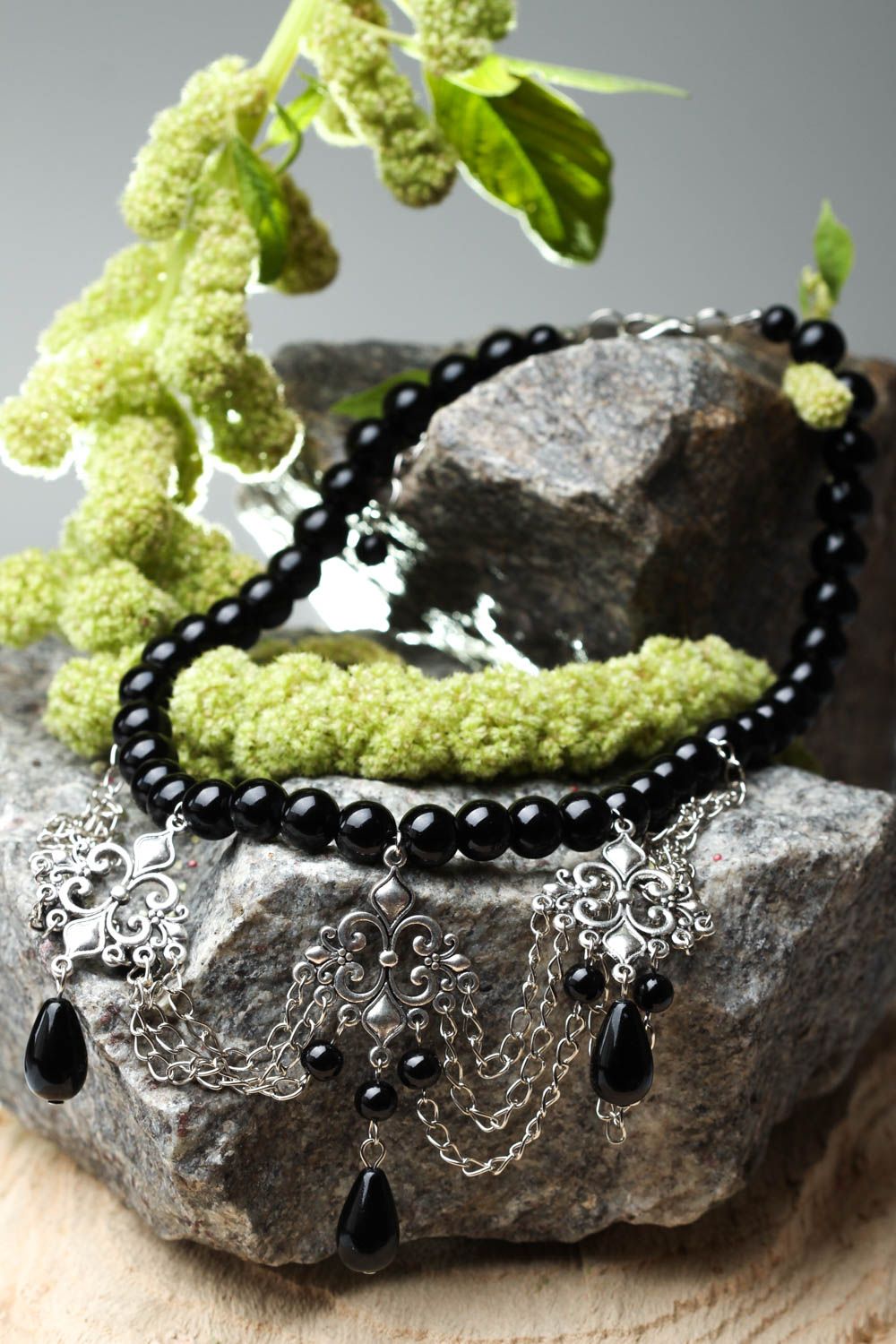 Handmade necklace with natural stones stylish elegant necklace beautiful jewelry photo 1