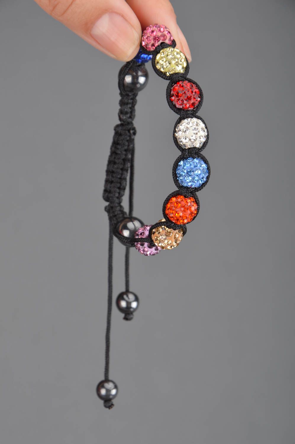 Оригинальный плетенный разноцветный браслет с бусинами для женщин ручная работа фото 3
