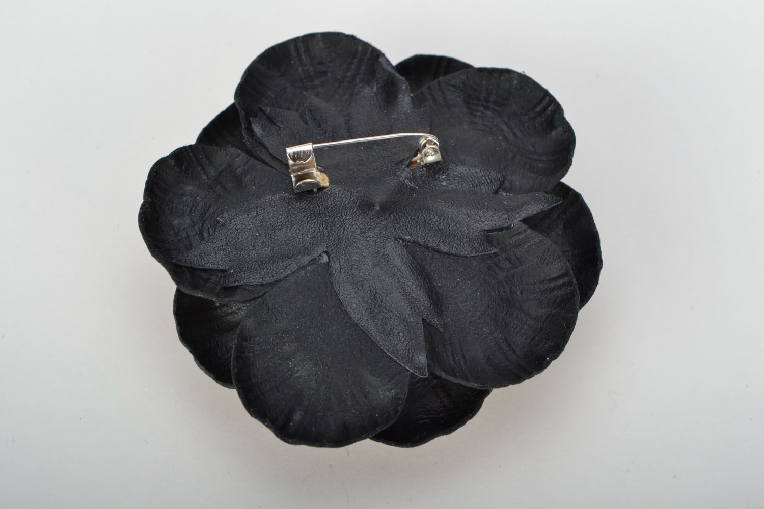 Genuine leather brooch Camellia photo 5