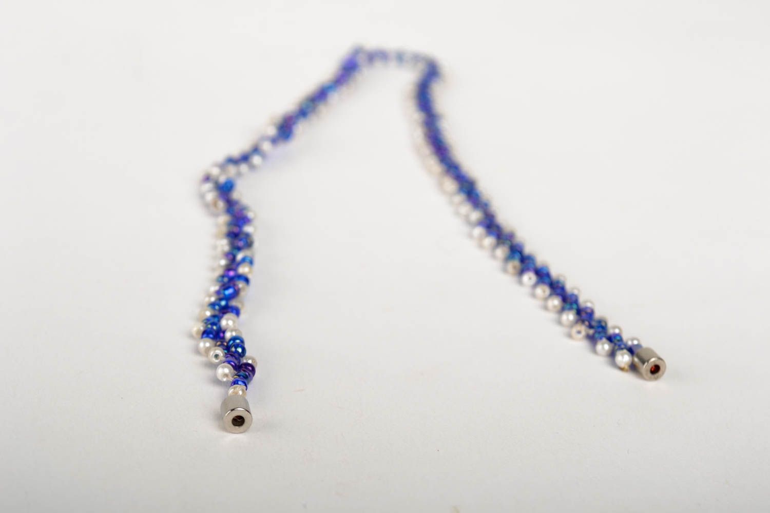 Rocailles Kette handmade Damen Collier Halskette Damen Halskette Frauen blau  foto 2