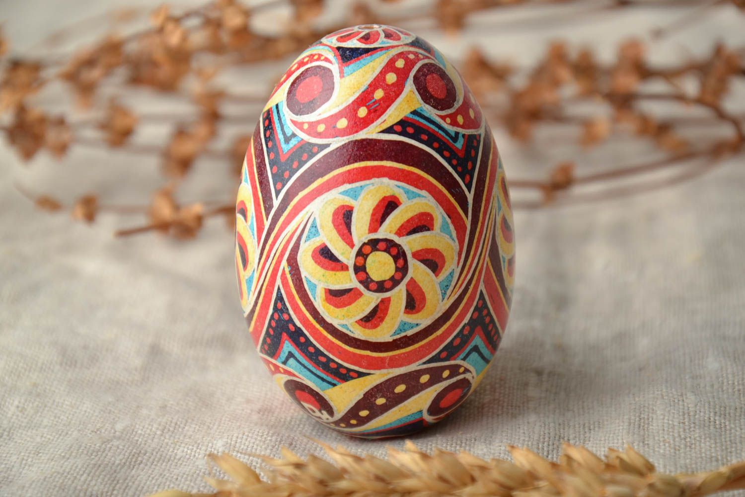 Расписное яйцо гусиное для пасхального декора фото 1